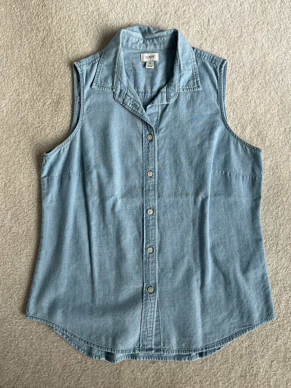 J Crew Factory Chambray Button Down Sleeveless Top